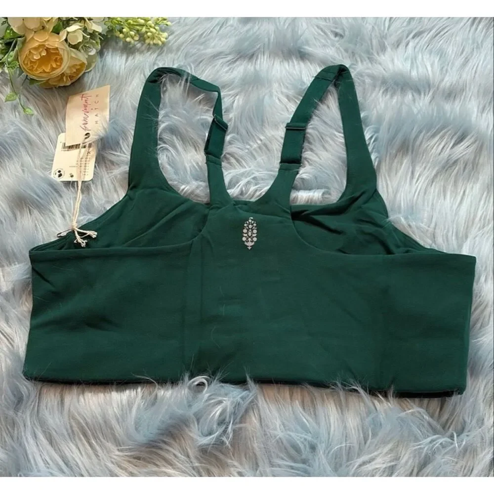 Free People x Hatch Never Better Square Neck Bra Green Medium Nwt